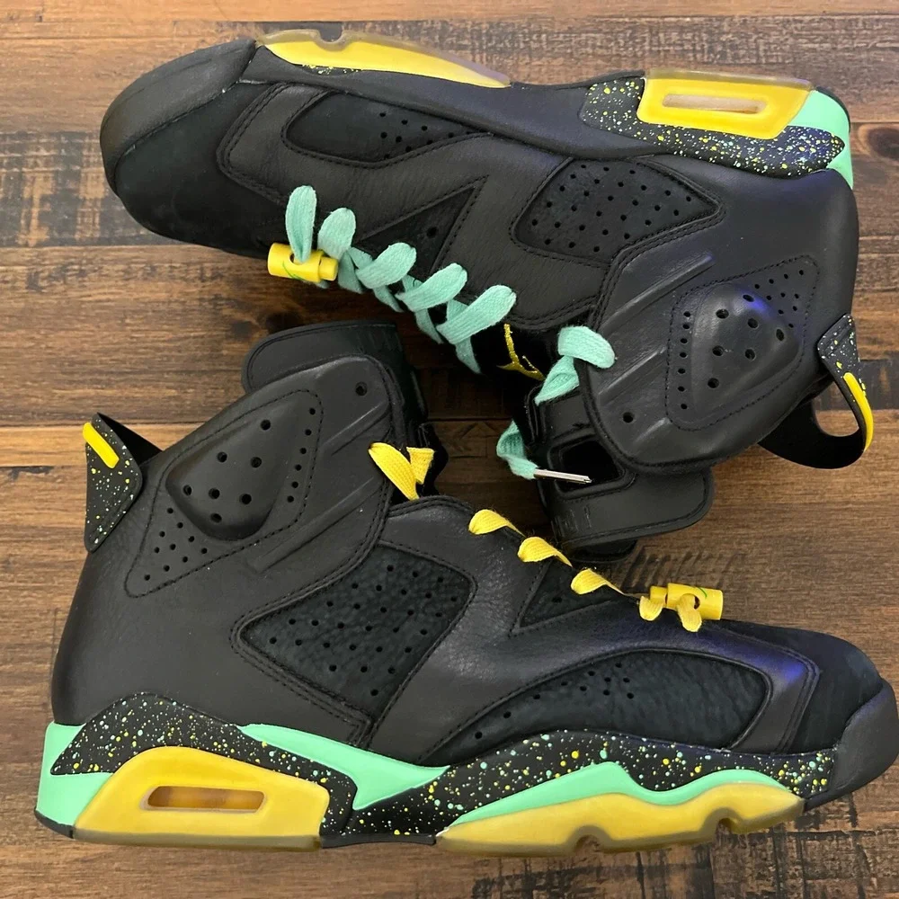 Men's Size 10 Air Jordan 6 Retro Brazil Pack Black Yellow Green